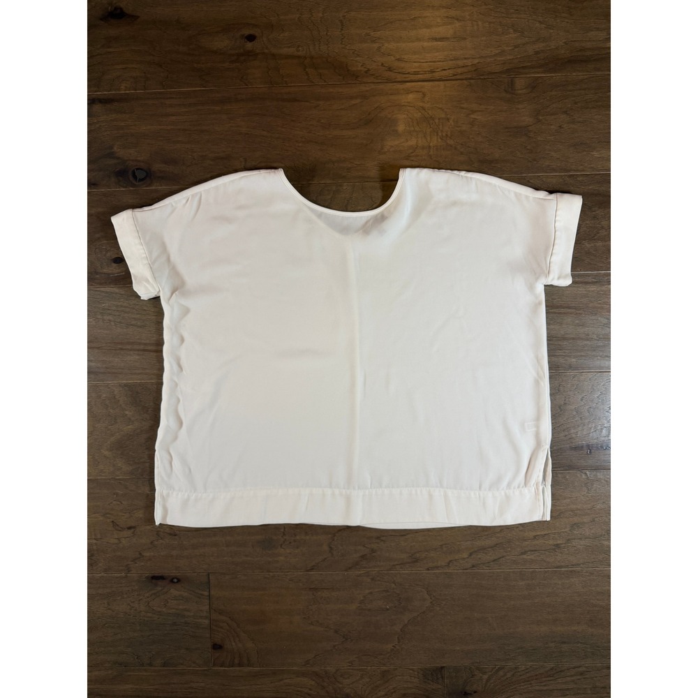 The Limited Petite White Short Sleeve Scoop‎ Neck Crepe Blouse XS Minimalist Top